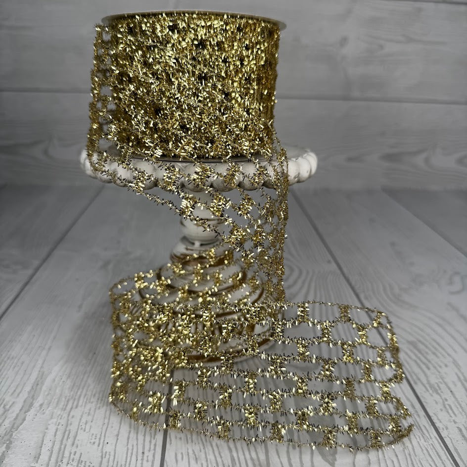 2.5"X10YD EXPANDABLE SPARKLE TINSEL - GOLD - 77315-40-40