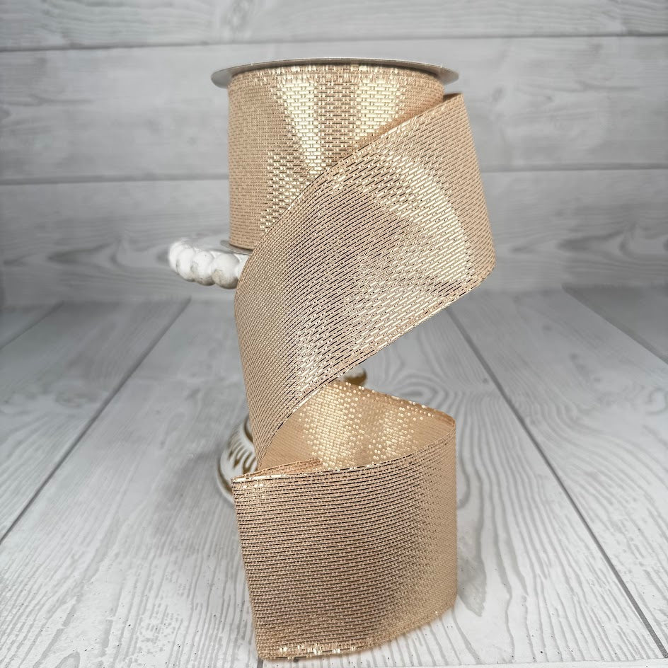 2.5"X10YD LIGHT GOLD STAIRSTEP WOVEN METALLIC - GOLD - 76310-40-14
