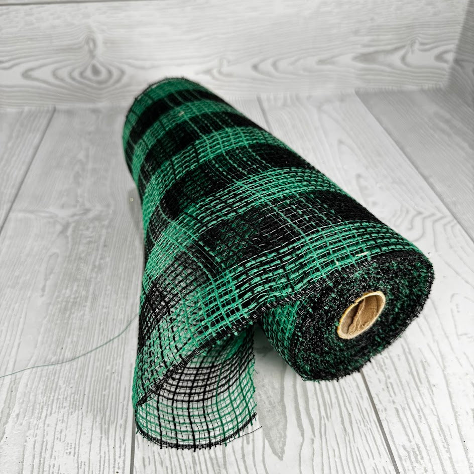 10.5"X10YD CHECK FABRIC MESH - BLACK/EMERALD GREEN - RY8320N5