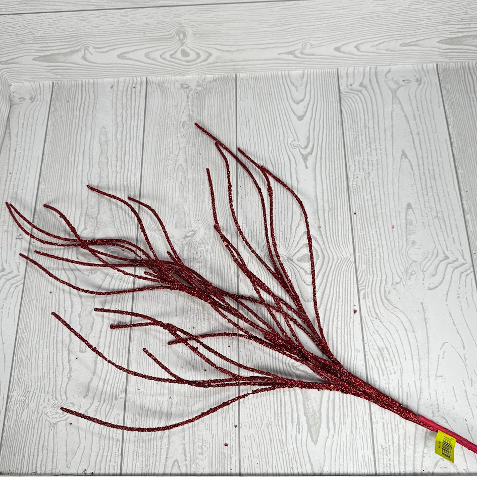 GLITTER TWIG SPRAY H30 - RED - OO - 85717RD