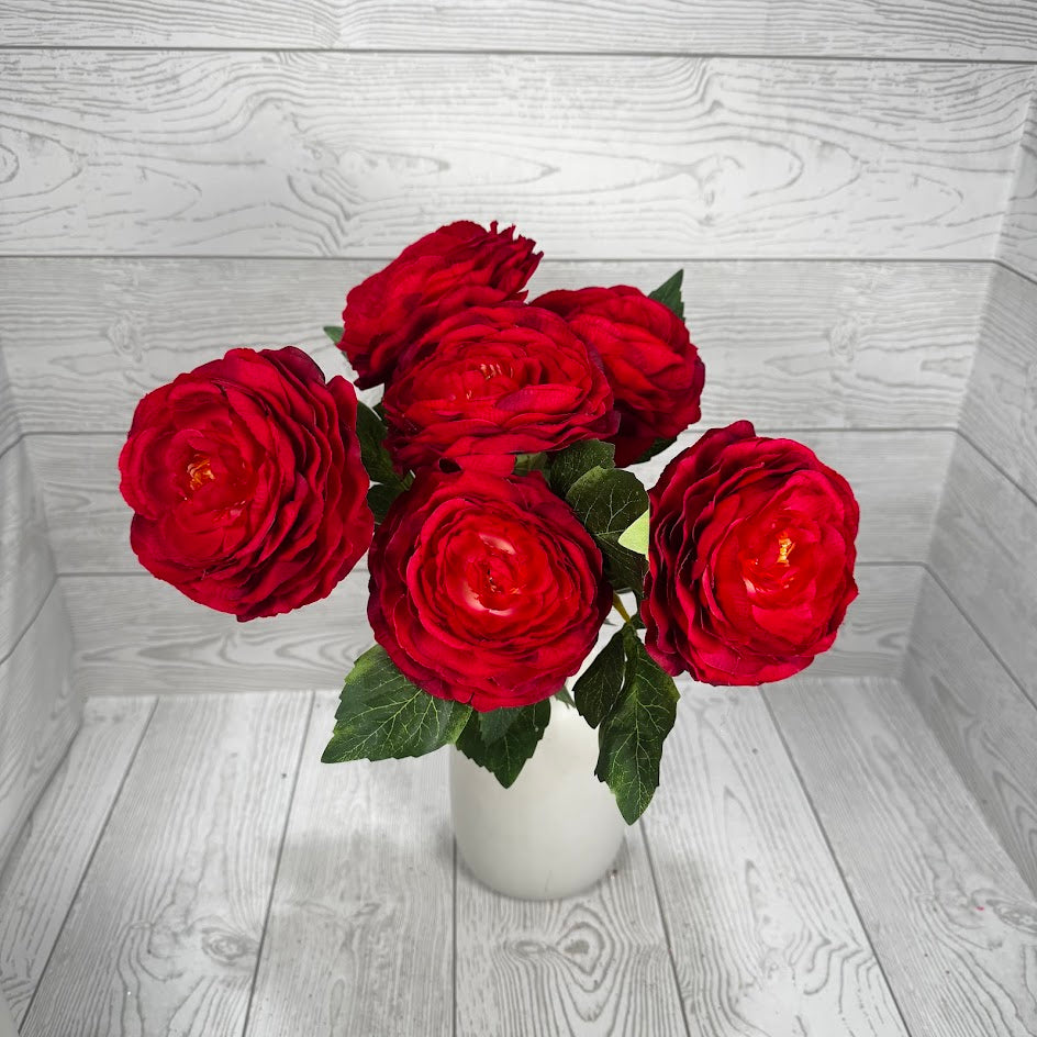 19IN RANUNCULUS BUSH X6 - RED - 84894-RD * PK G