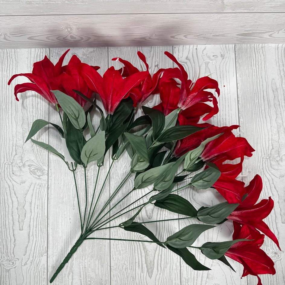 19IN TIGER LILY BUSH X11 - RED - 84852-RD * G