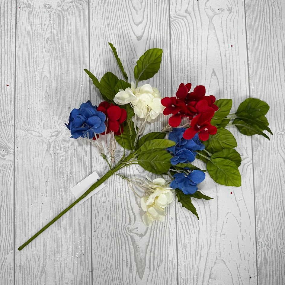 16IN PATRIOTIC HYDRANDEA - RED/BLUE/CREAM - 65573 * BL
