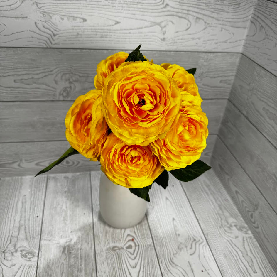 19IN RANUNCULUS BUSH X6 - YELLOW - 84894-YEL * PK G