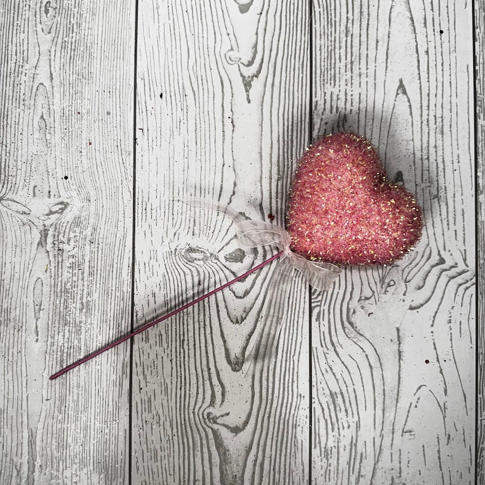 12IN GLITTER HEART PICK - PINK - 40430-PK * BL G