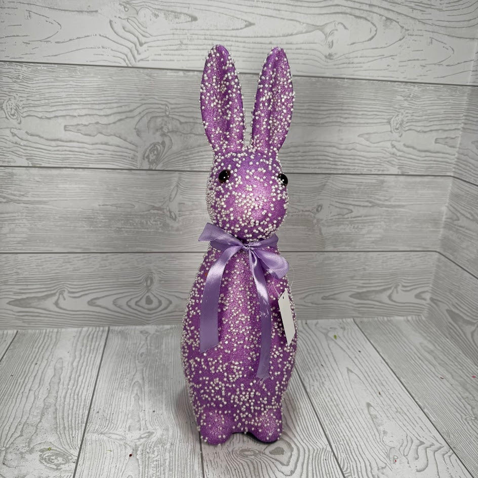 16IN GLITTER BEADED EASTER BUNNY - PURPLE - 23186-PU * BL G