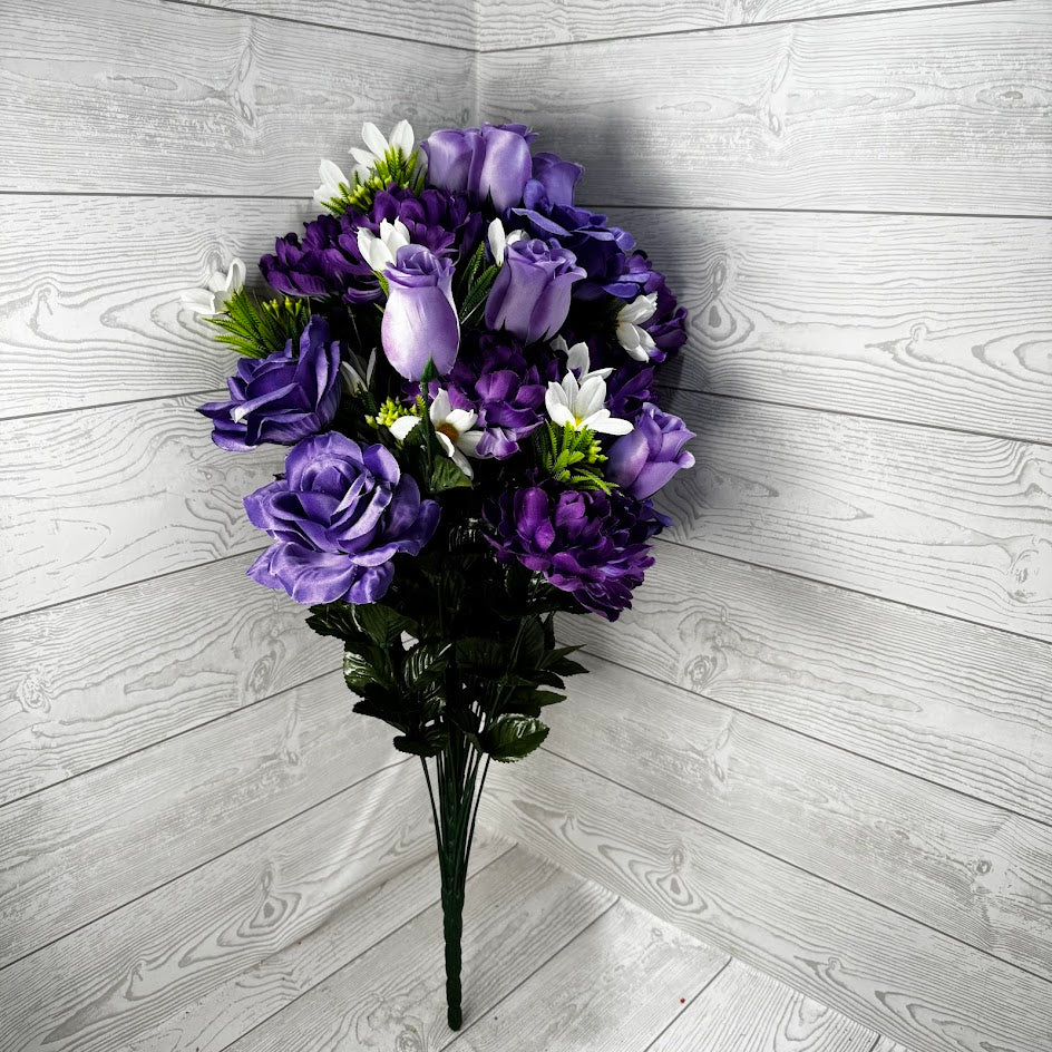 28IN ROSE BUD ROSE PEONY - PURPLE/WHITE - 21274-PU * R