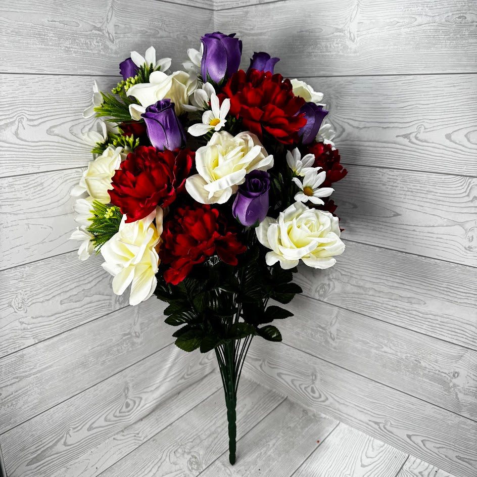 28IN ROSE BUD ROSE PEONY - WHITE/PURPLE/RED - 21274-WTRDPU * R