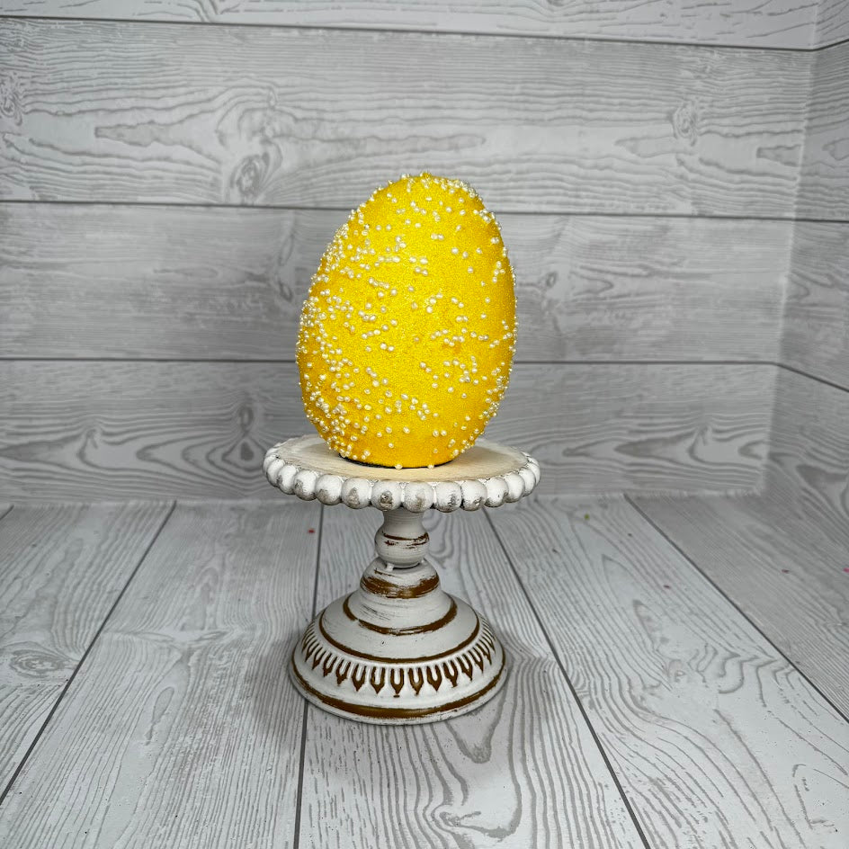 6IN GLITTER BEADED EASTER EGG - YELLOW - 23188-YEL * BL G
