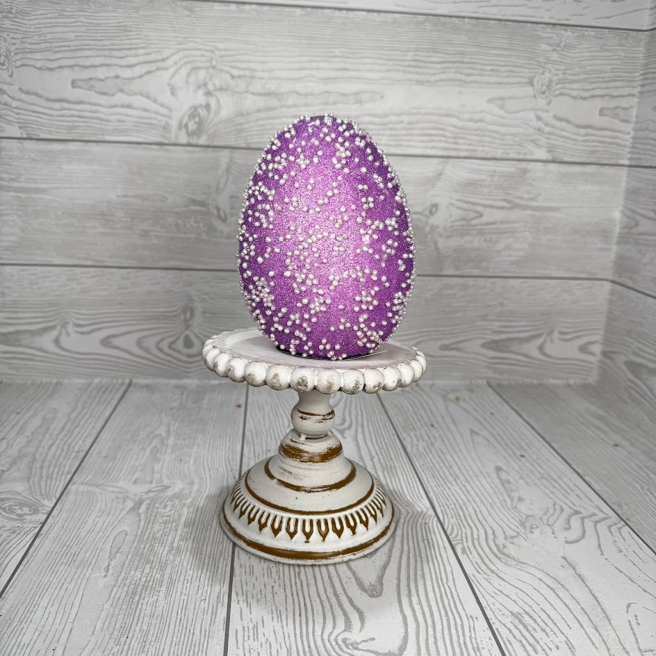 6IN GLITTER BEADED EASTER EGG - PURPLE - 23188-PU * BL G