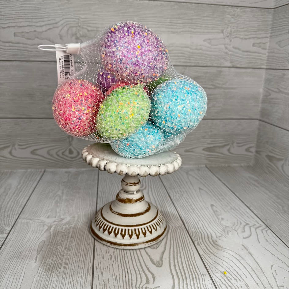 GLITTER EASTER EGGS BAG X10 - PINK/GREEN/BLUE/PURPLE - 23189-BLGNLVP * BL G
