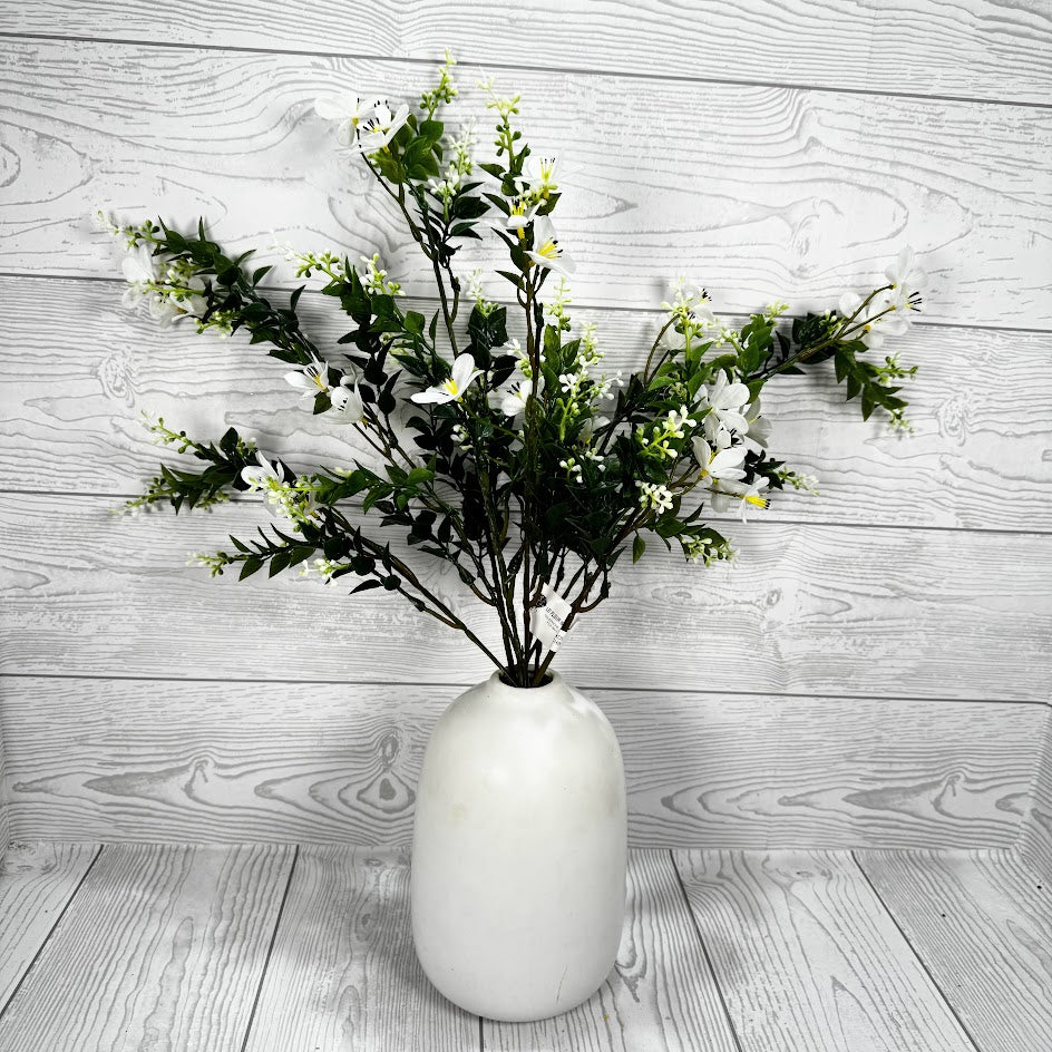 19" MINI LEAF BUSH X9 - WHITE/GREEN - 28846 * OO