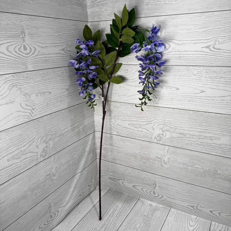 93CM WISTERIA SPRAY X2 W/ 4 LEAVES - BLUE - 29004 * BL
