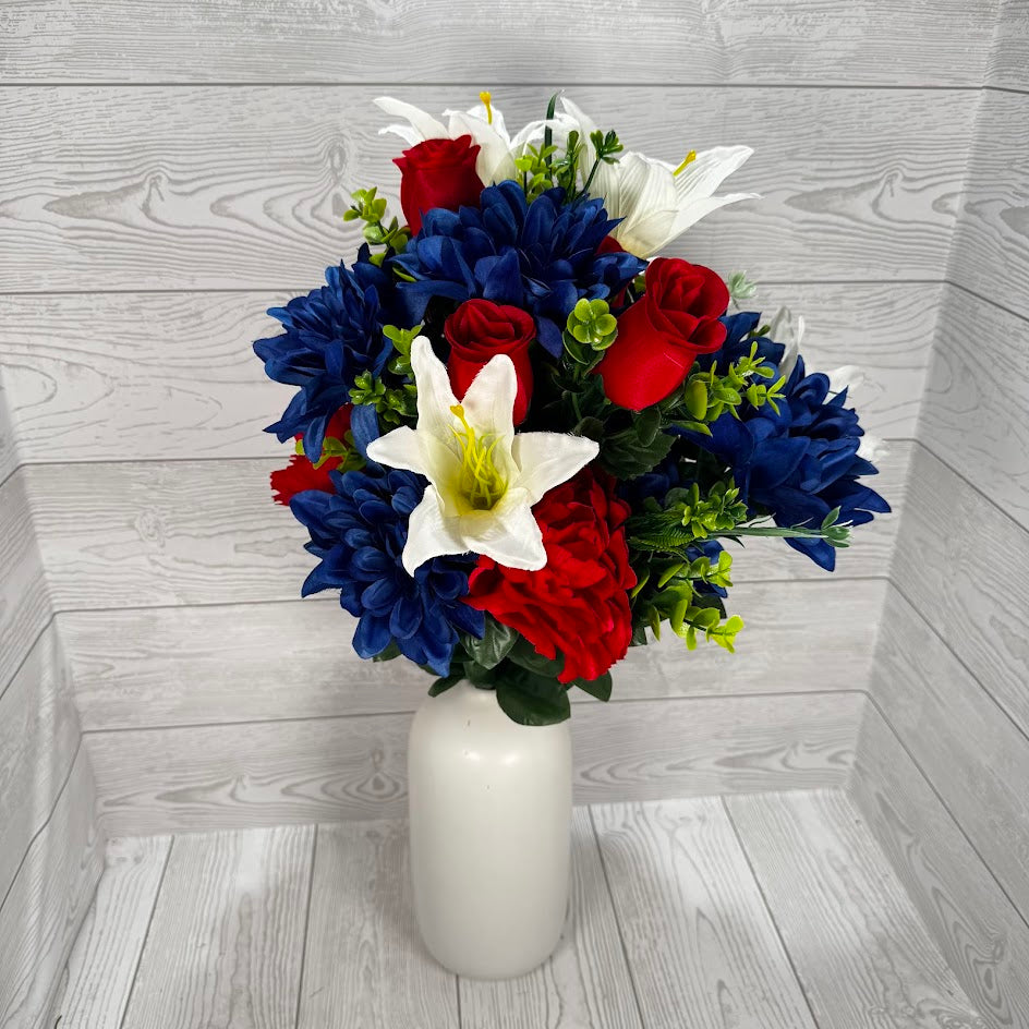 24IN PEONY DAHLIA LILY ROSE - RED/WHITE/BLUE - 84126-RDWTBL * RD