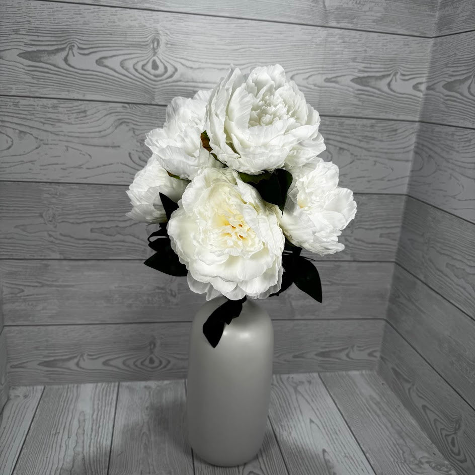 21IN PEONY BUSH X7 - WHITE - 85686-WT * PK G