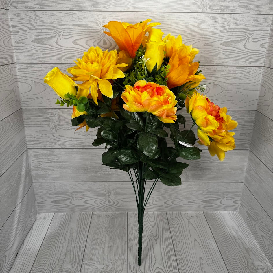 24IN PEONY DAHLIA LILY ROSE - YELLOW - 84126-YEL * RD