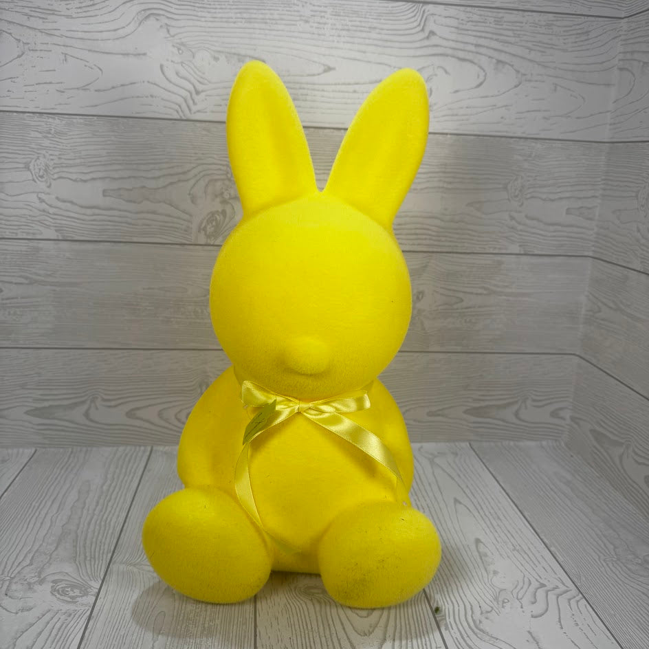 FLOCKED BUNNY LARGE H16xDIA9 - YELLOW - 63988YW * RD
