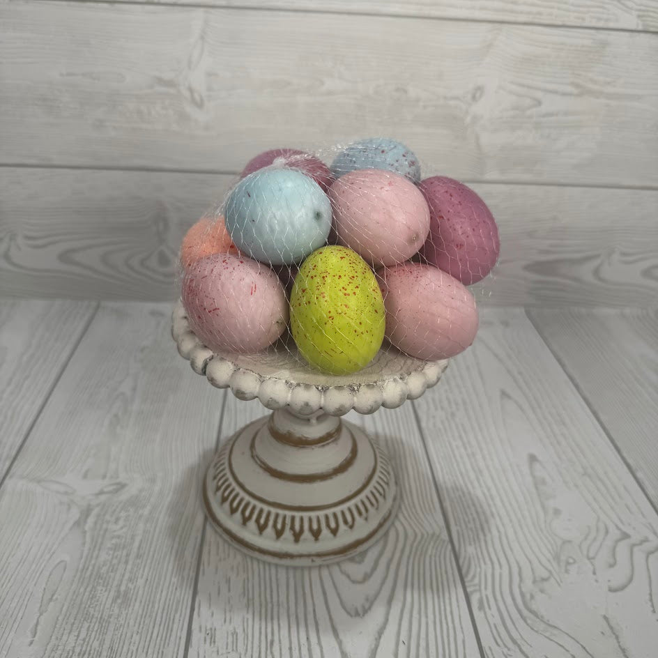 EGG IN NET BAG X12 PIECES DIA1.5xW6xH3 - MULTICOLOR PASTEL - 62942EAS * BL G