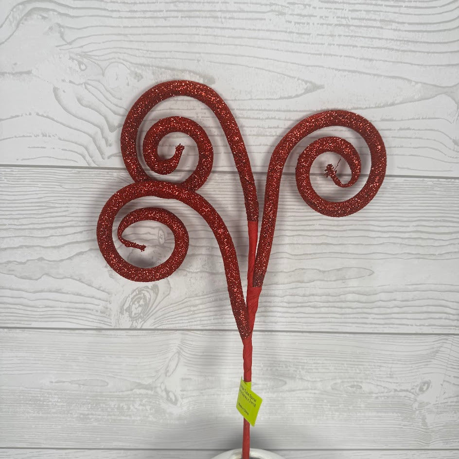 GLITTER TUBE CURLY PICK X3 H18 - RED - 63882RD * G