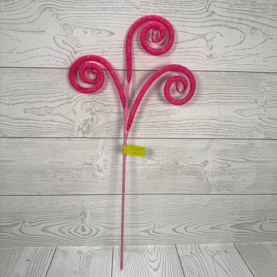 GLITTER TUBE CURLY PICK X3 H18 - HOT PINK - 63882HTPK * G