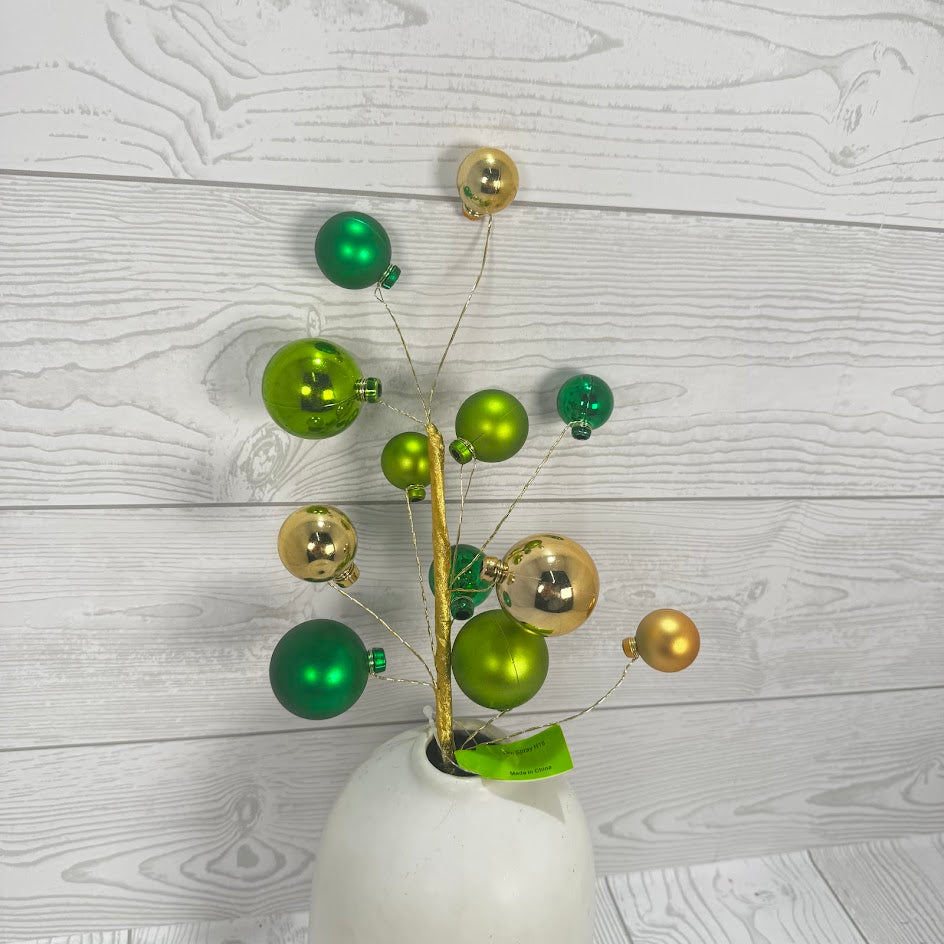 ORNAMENT SPRAY H16 - GREEN/GOLD - 63483GNGD * G