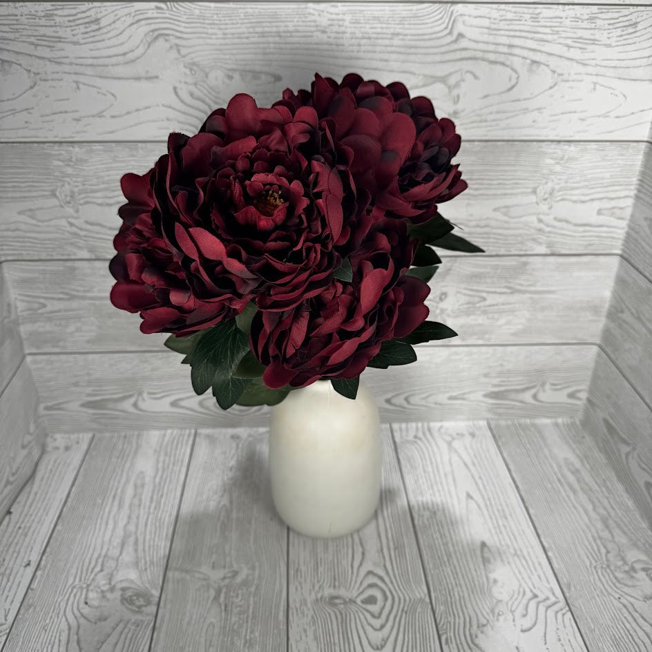 19IN PEONY BUSH X5 - BURGUNDY - 85212-BG * RD