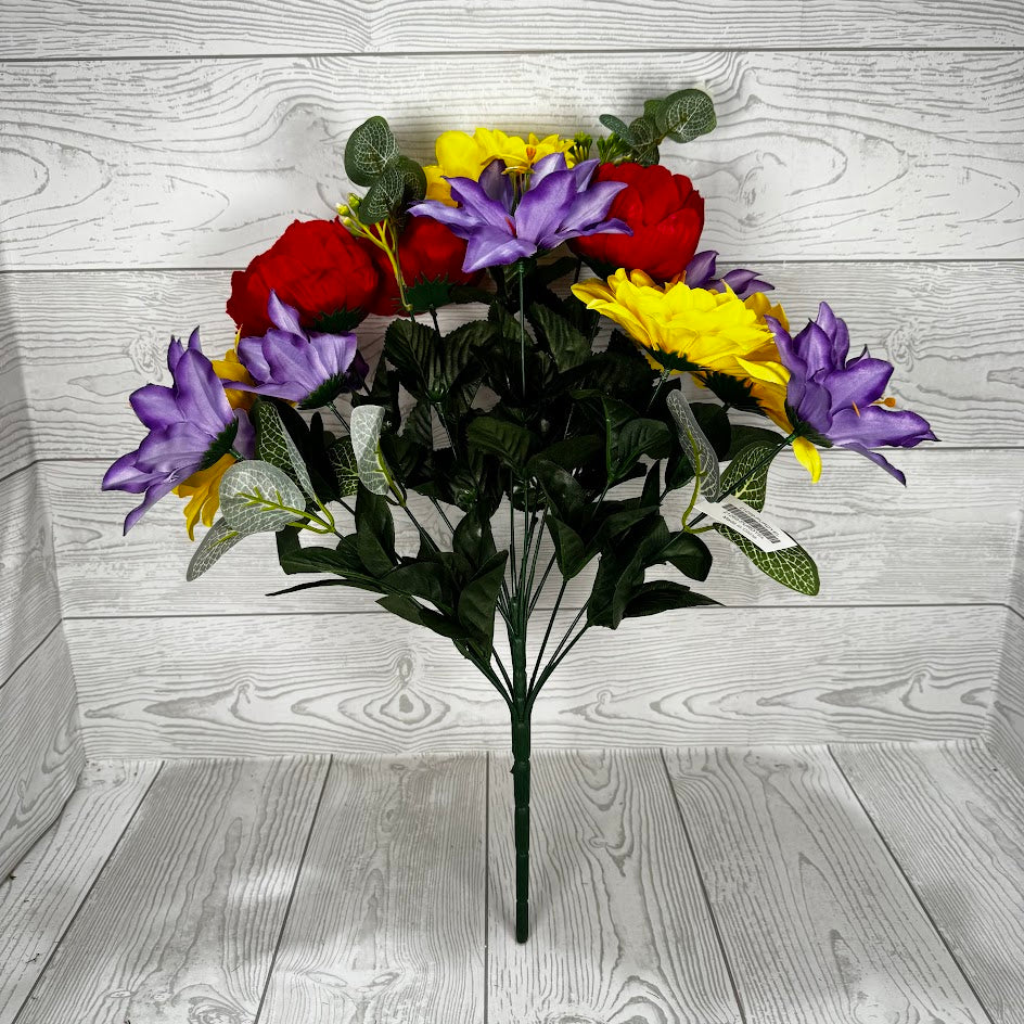 21IN PEONY DAHLIA BUSH X14 - PURPLE/RED/YELLOW - 21269-PURDYEL * BR