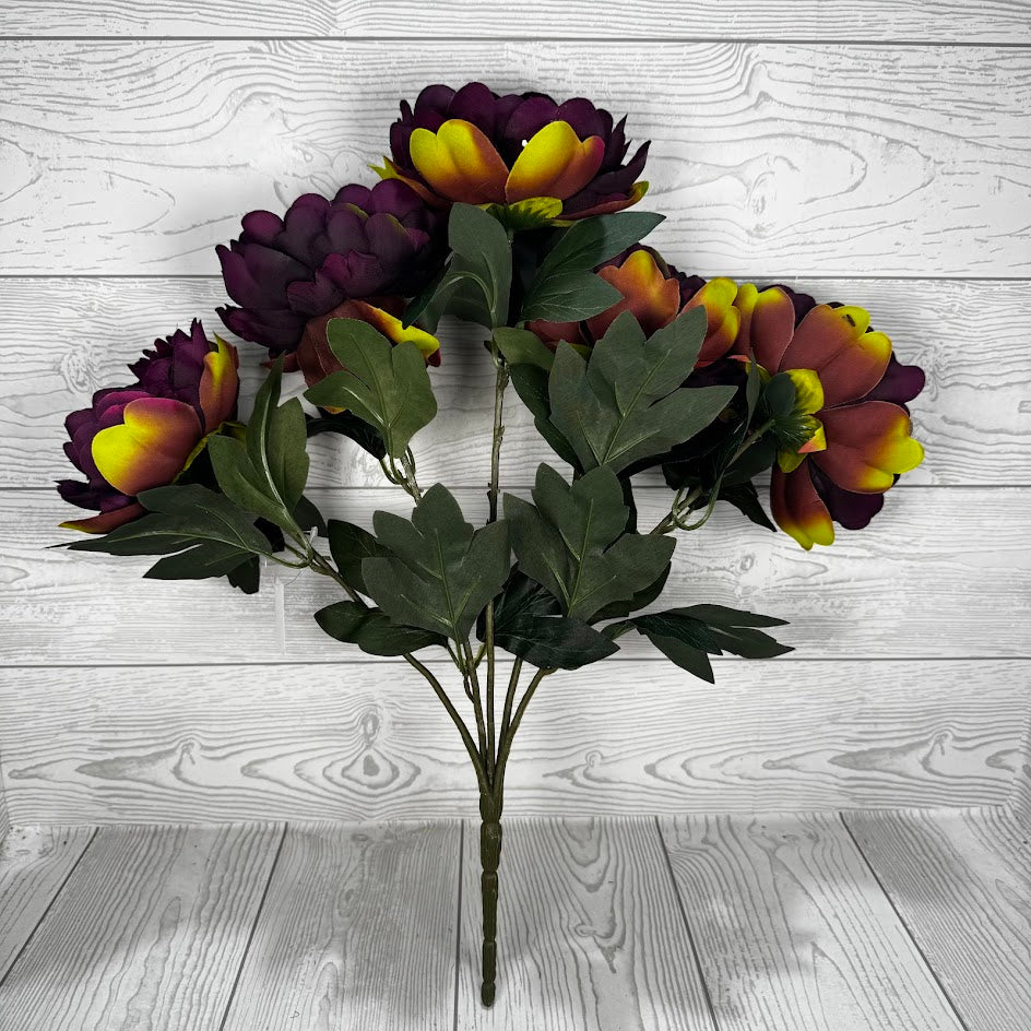 19IN PEONY BUSH X5 - DARK PURPLE - 85212-DK.PU * RD