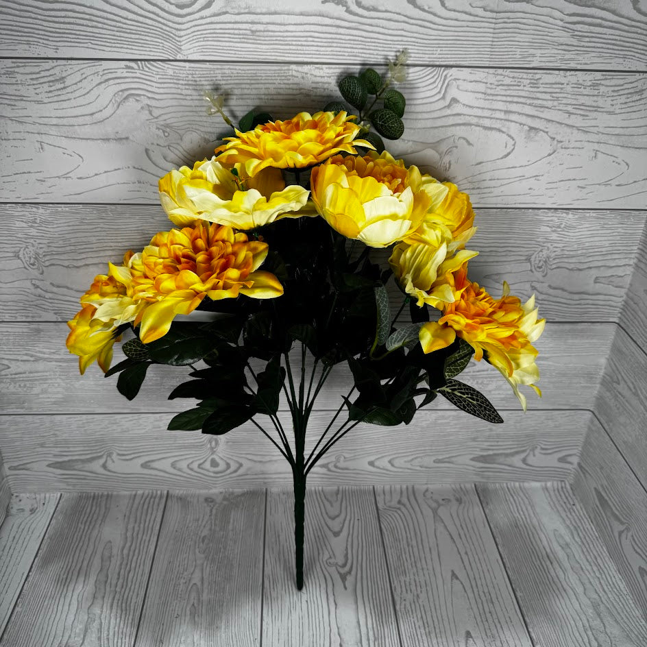 21IN PEONY DAHLIA BUSH X14 - YELLOW - 21269-YEL *BR