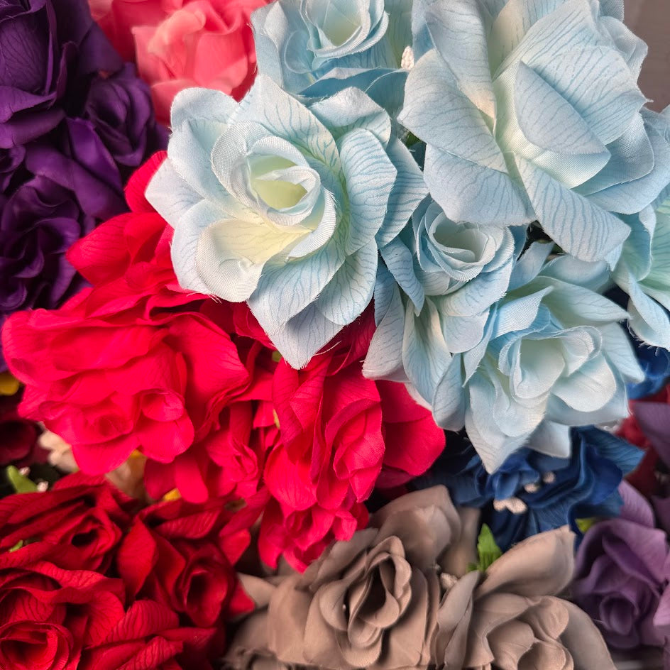 16IN PRINTING ROSE BUSH X6 STEMS - 57203 - INDIVIDUAL COLORS