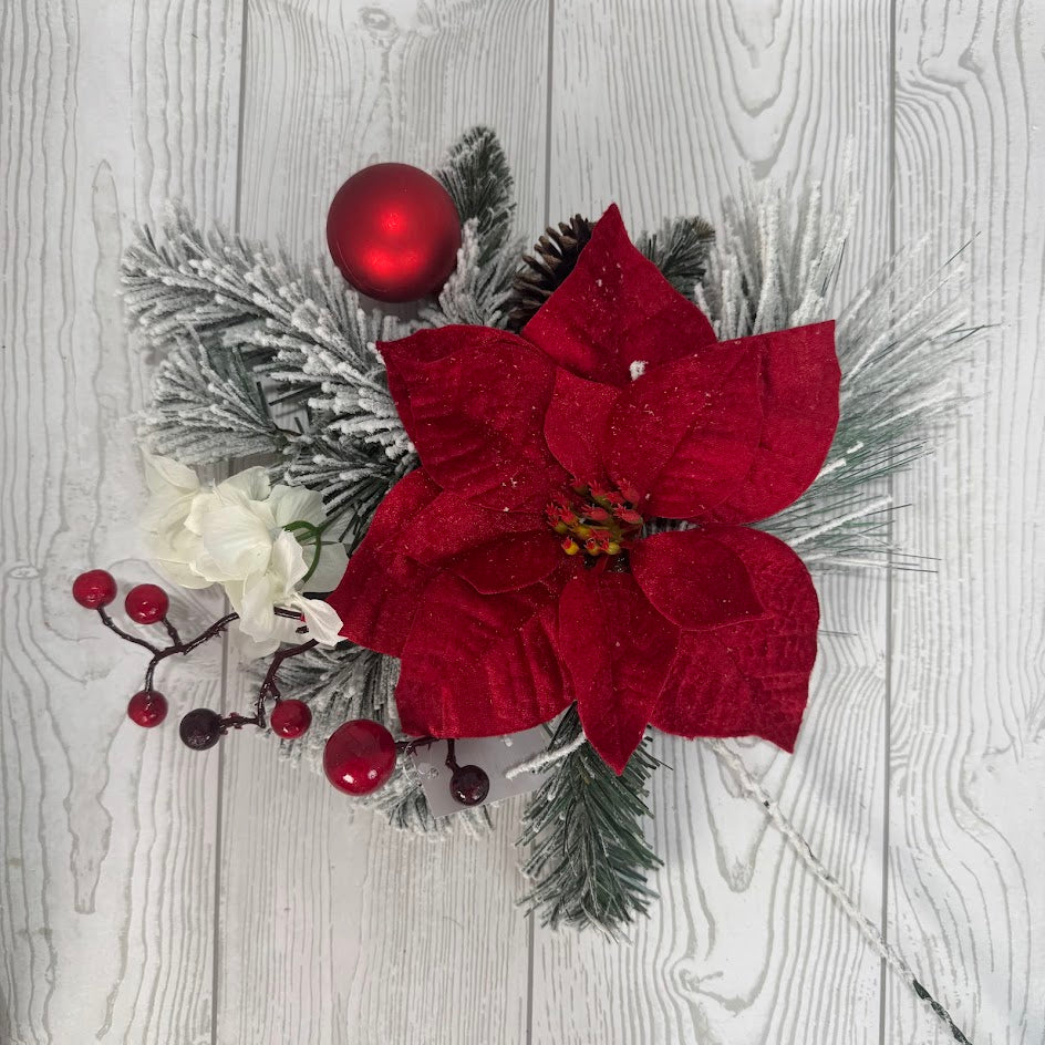 18IN MIXED PINE PINECONE - WHITE/RED - 85940 * PK G