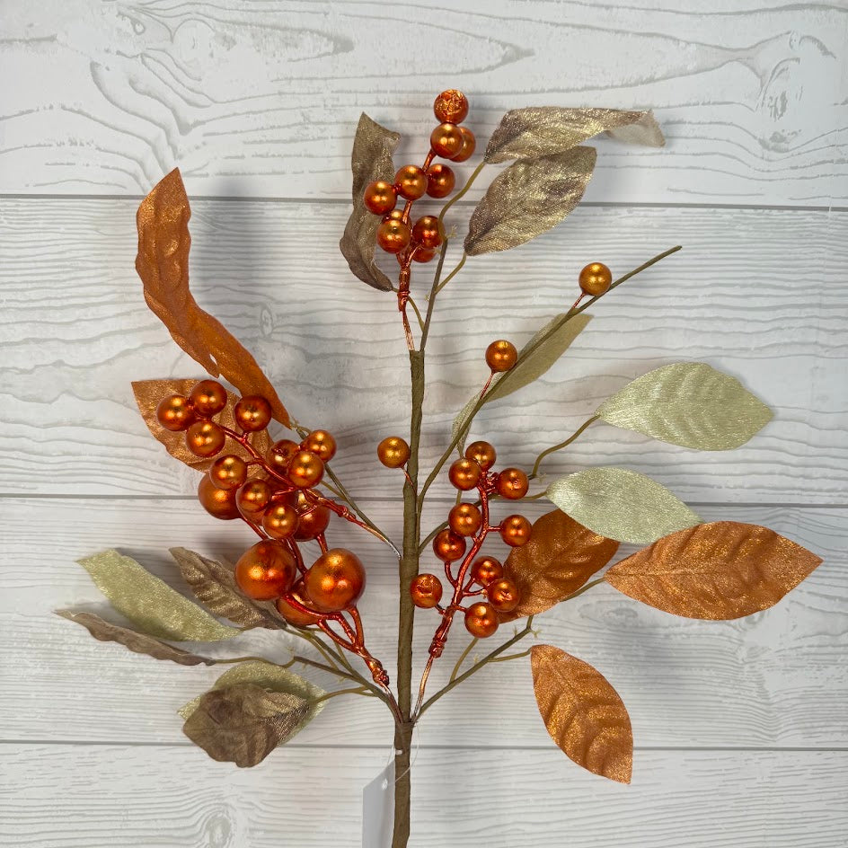 18IN FALL LEAF BERRY PICK - COPPER - 65720 * RD