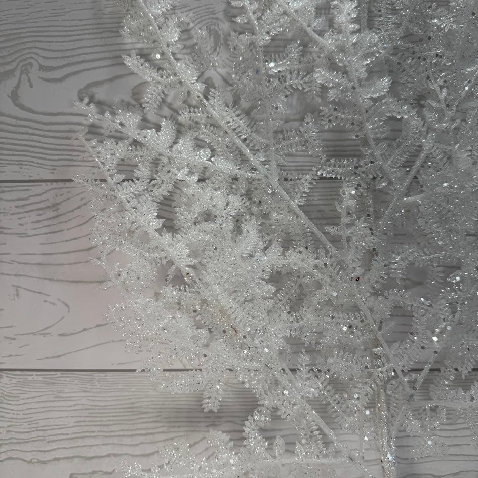 32IN GLITTER FERN SPRAY - WHITE - 21251-WT * BL