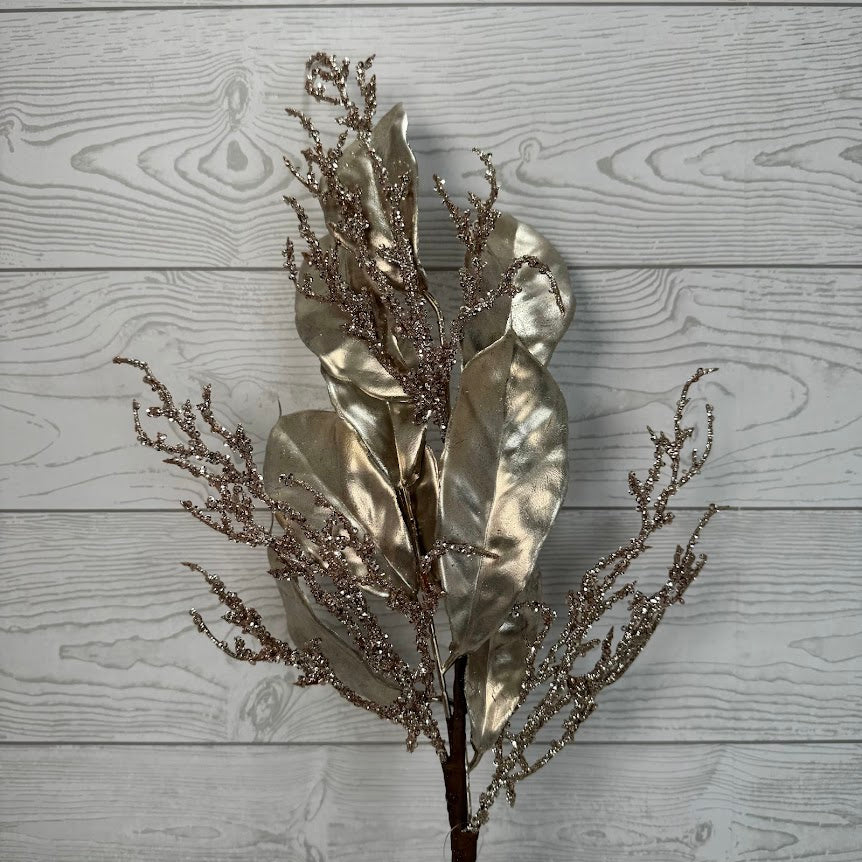 24" MAGNOLIA LEAF SPRAY - CHAMPAGNE - 32297-CHAMP * G