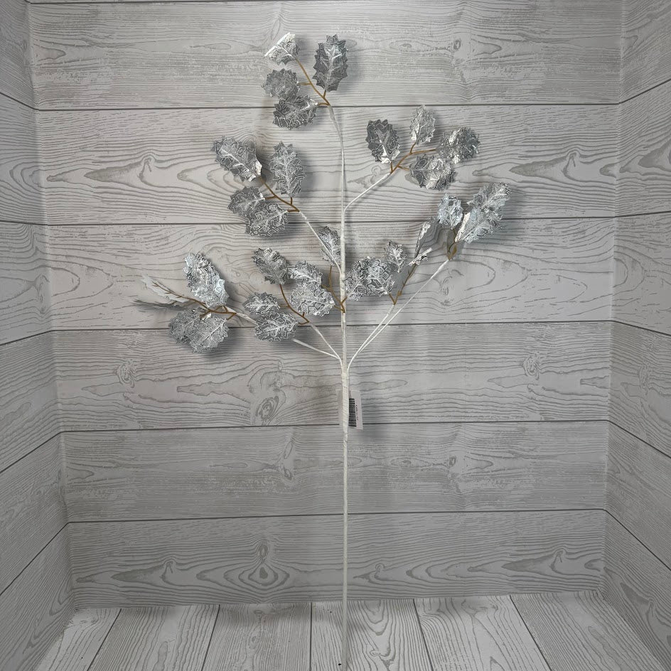 30.5" METALLIC HOLLY LEAF - SILVER - 40486-SILVER * OO