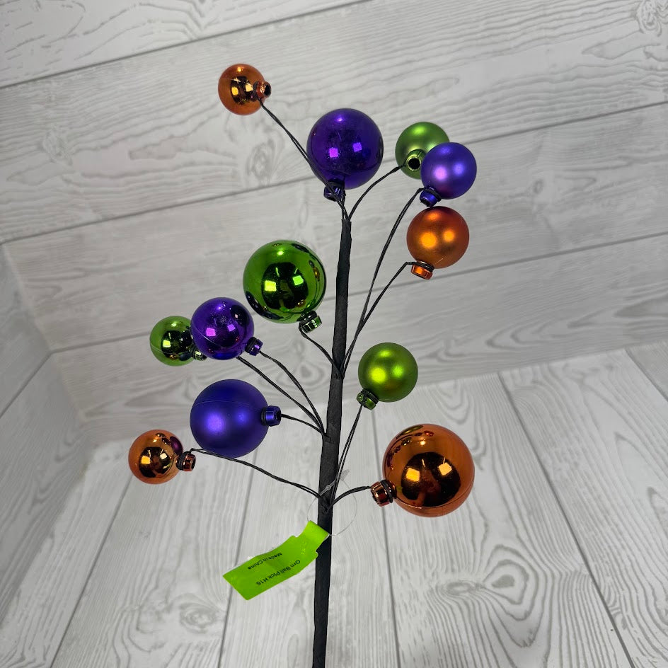 BALL PICK ORNAMENT H16 - GREEN/PURPLE/ORANGE - 57123HAL * G