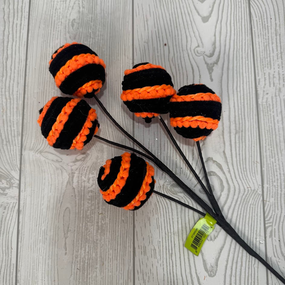 STRIPE BALL PICK X5 H16 - BLACK/ORANGE - 57395OR * G