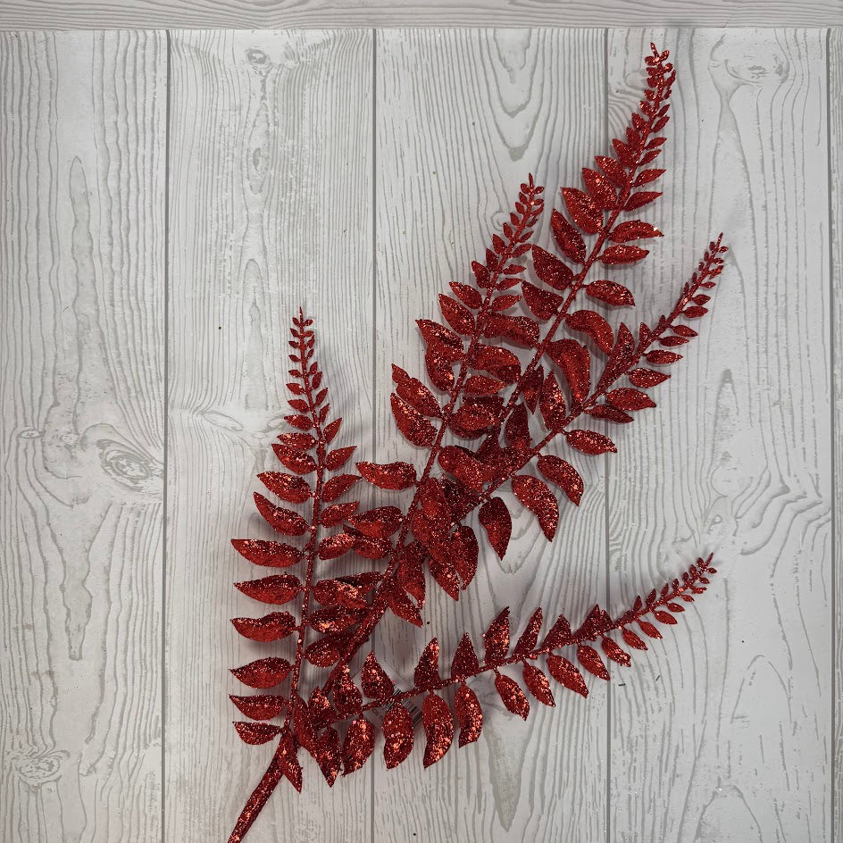 XMAS FERN SPRAY - RED - 68693 * G
