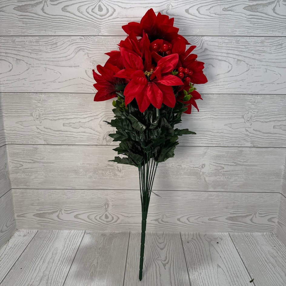 POINSETTIA W/BERRY X12 - RED - 54511 * PK G