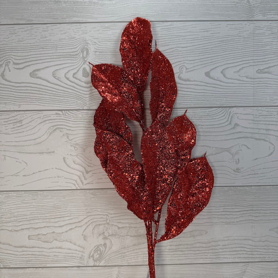 GLITTER MAG LEAVES SPRAY X3 - RED - 69403 * G