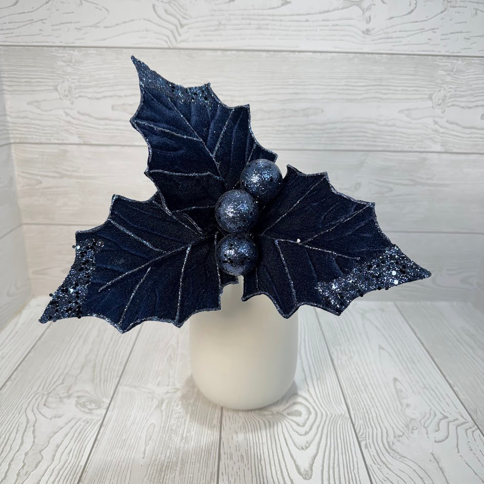 HOLLY POINSETTIA PICK H13xDIA13 - BLUE - 86951BL * BL