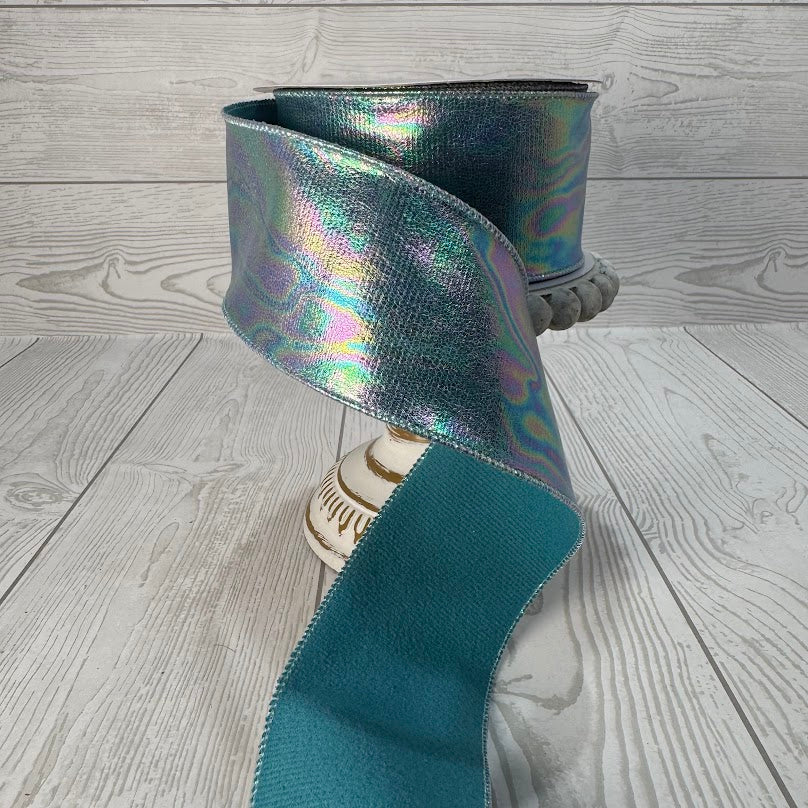 2.5"X10YD SERENITY BLUE WATERCOLOR IRIDESCENT RIBBON - DC18345SEBL