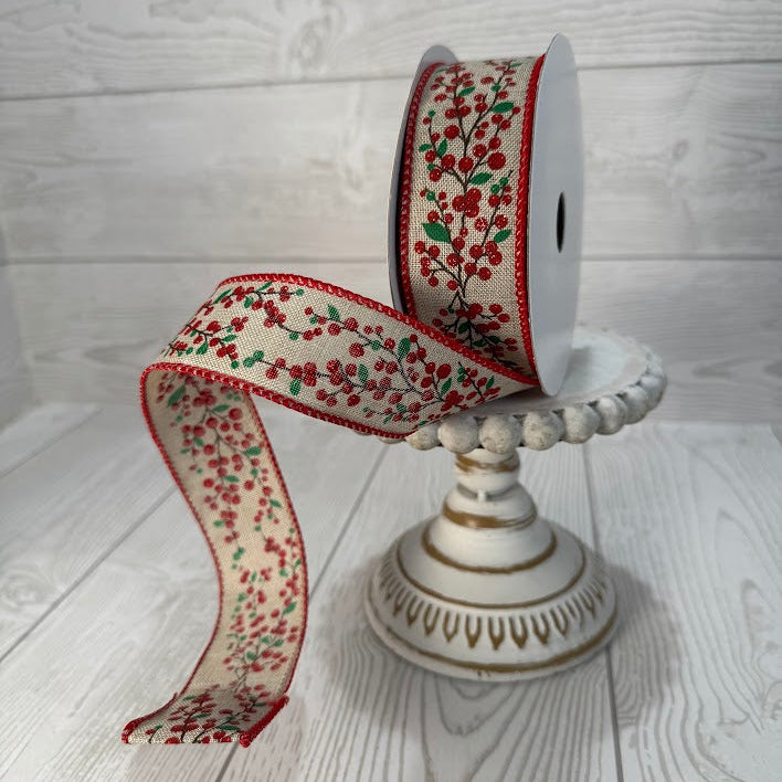 1.5"X10YD WOODLAND SPARKLE BERRY RIBBON - DC19601