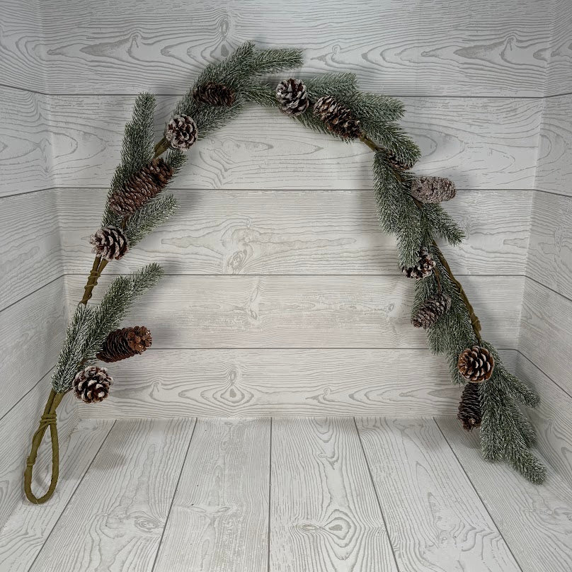 53" SUBDUED WINTER PINE AND PINECONE GARLAND - FROST GREEN WHITE - DC21731FSGNWH