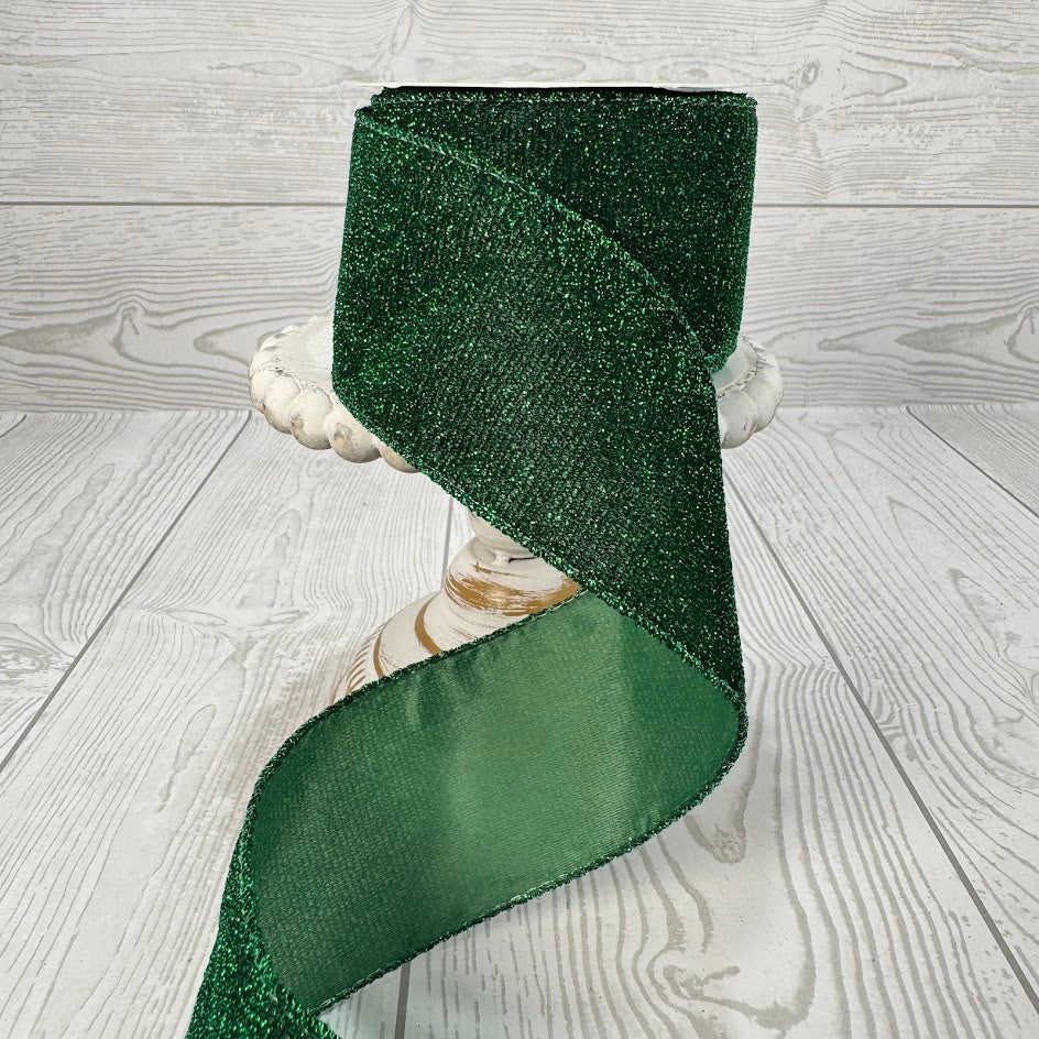 2.5"X10YD GREEN SHIMMERING RIBBON - GREEN - DCRC1240