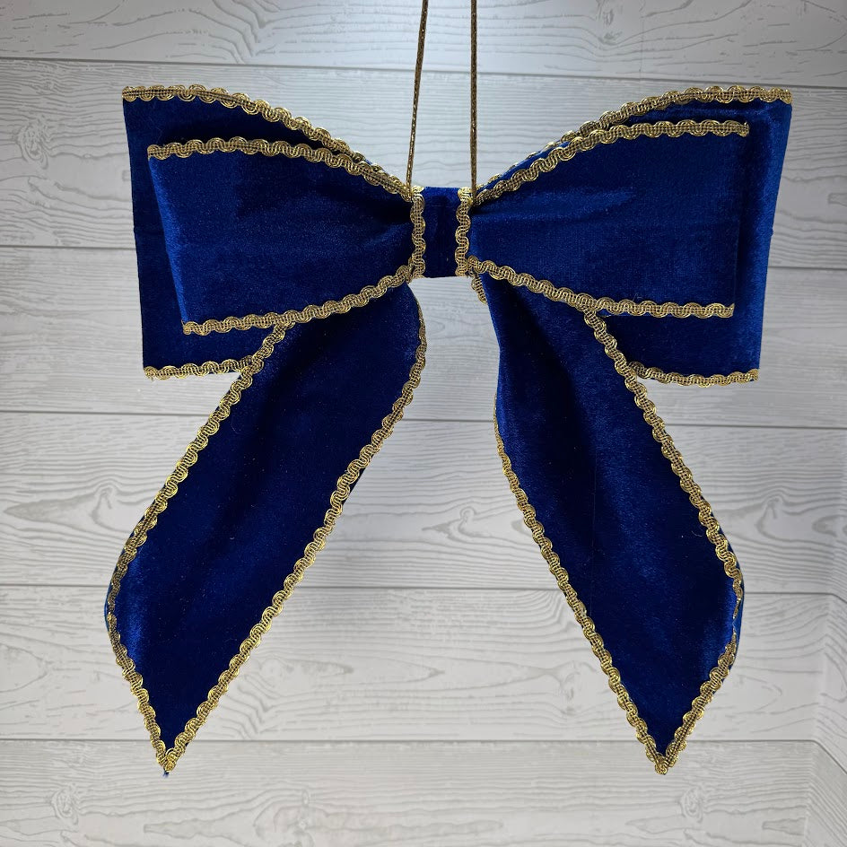 GOLD TRIM VELVET BOW H12XW15 - 86655BL * RD