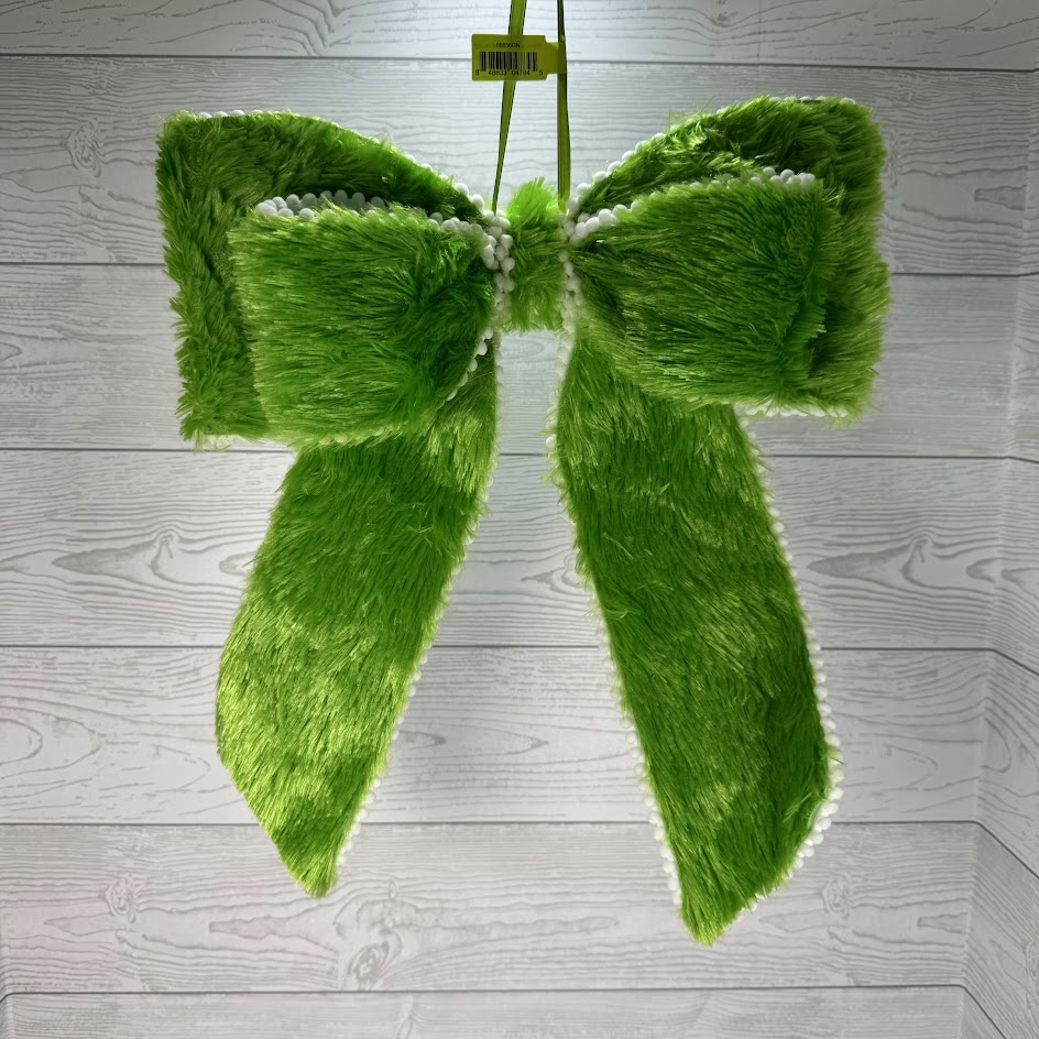 FURRY BOW H12XW15XD2 - GREEN W/ WHITE TRIM - 86656GN * RD