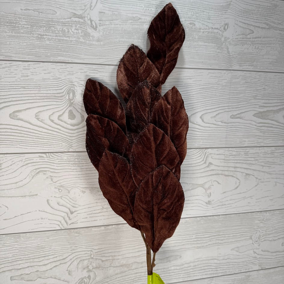VELVET MAGNOLIA LEAVES SPRAY X9 H30 - CHOCOLATE - 86787CHO * RD
