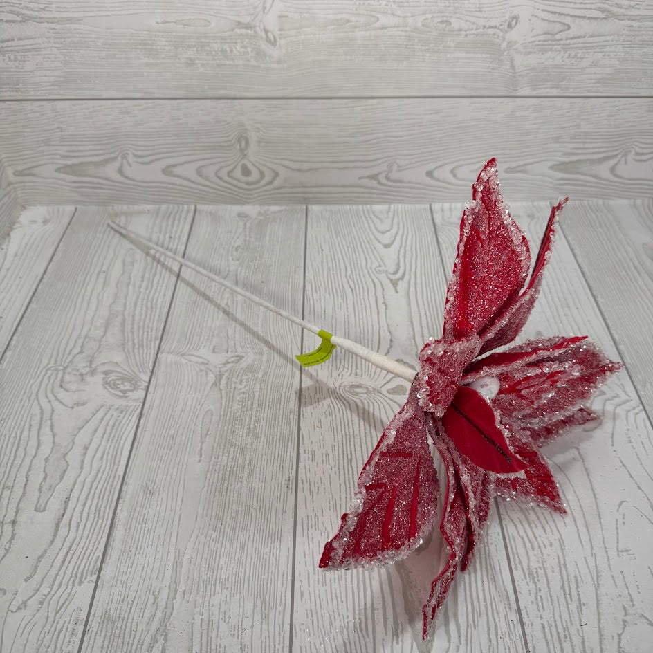 ICY POINSETTIA STEM H18 - 86335RD * RD