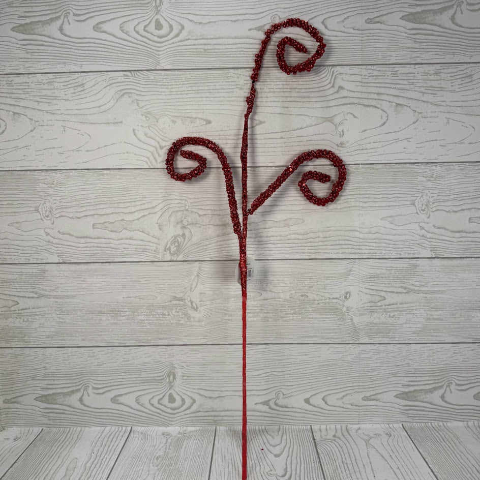 22" GLITTERED CURLED SPRAY X3 - RED - DC15848RD